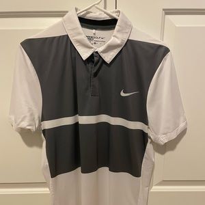 Nike golf polo short sleeve, dri fit, size medium. White/grey